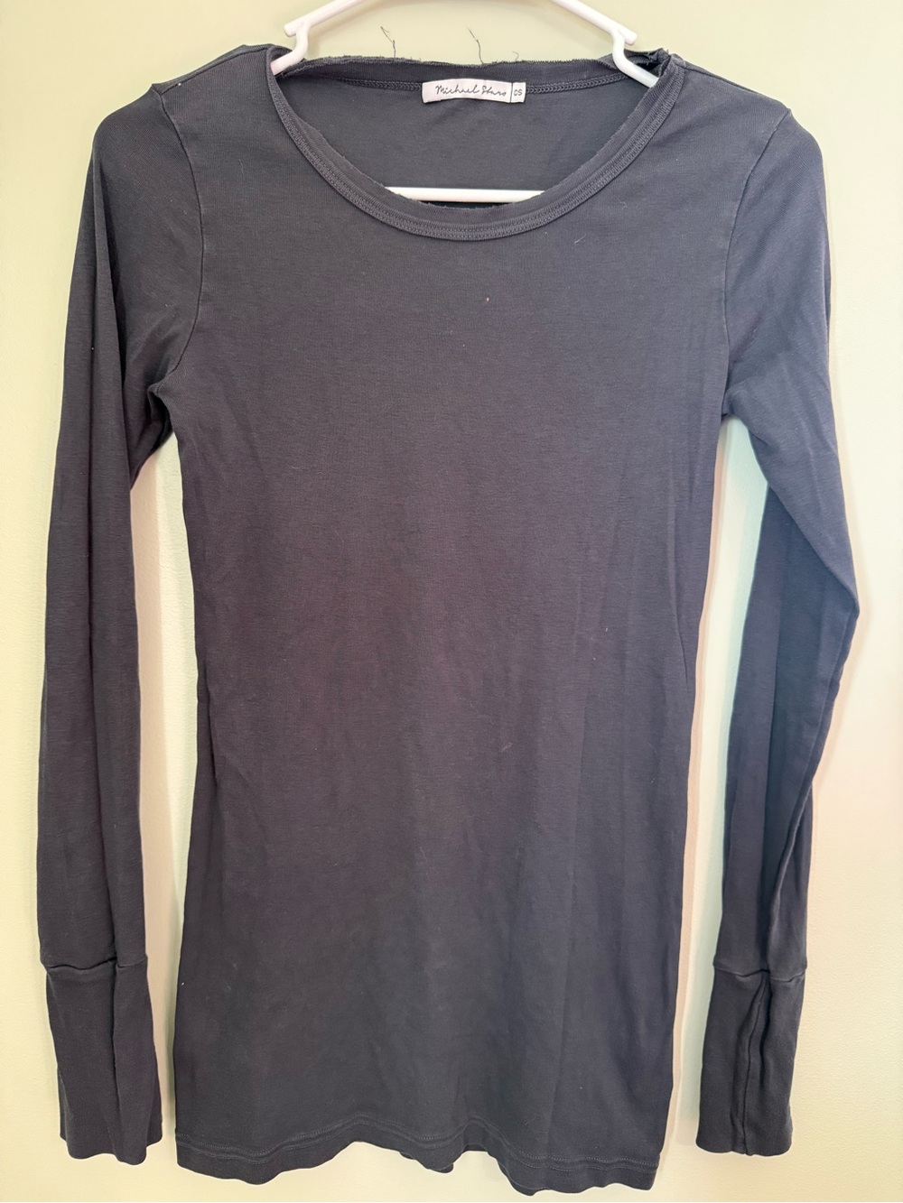 Michael Stars Charcoal/Black Long-Sleeve Crewneck Top